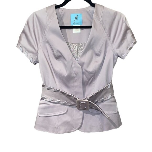 MARCIANO Short Sleeves Fitted Blazer Jacket with  Belt Mauve Pastel Size 2 - Picture 1 of 9